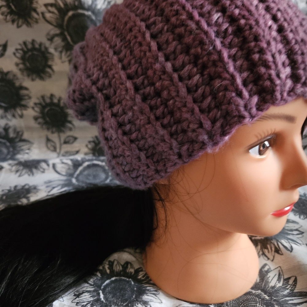 Purple Crochet Handmade Beanie Hat - Picture 7 of 12